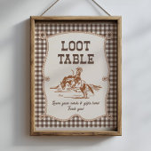 8x10 Brown Gingham Cowboy Loot Table Sign