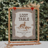 8x10 Brown Gingham Cowboy Loot Table Sign