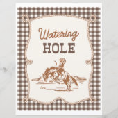 8x10 Brown Gingham Cowboy Watering Hole Sign (正面)