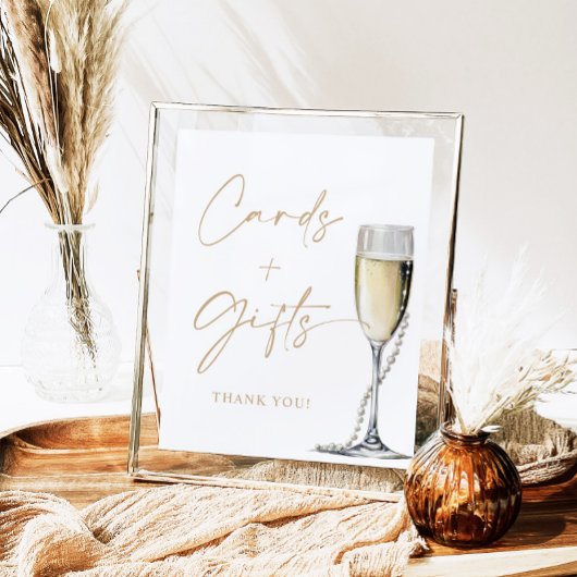 8x10" Pearls And Prosecco Cards and Gifts Sign ポスター