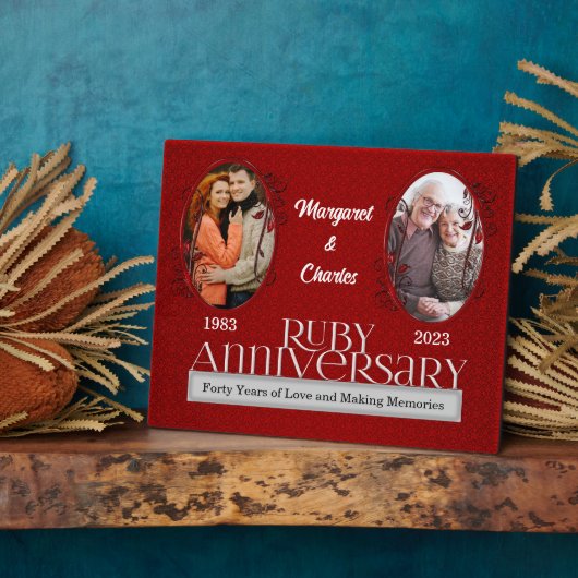 8x10 Ruby 40th 結婚anniversary Two Photo フォトプラーク (側面)