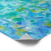 8x16抽象芸術ターコイズブルーライトイエロープリント ポスター (角)