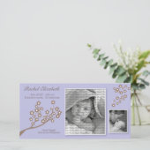 8x4ブランチデザイン誕生のお知らせ紫/茶色 案内状 (スタンド正面)