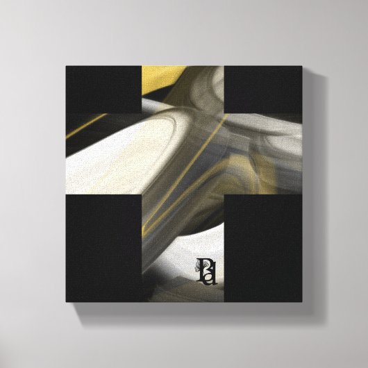 8x8インチのトレンド抽象芸術アートキャンバス白黒金ゴールド キャンバスプリント (正面)