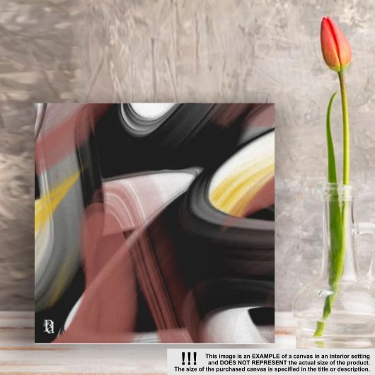 8x8インチのトレンド抽象芸術アート白黒パウダー キャンバスプリント