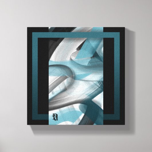 8x8インチ抽象芸術アートキャンバス白黒ブルー キャンバスプリント (正面)
