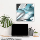 8x8インチ抽象芸術アートキャンバス白黒ブルー キャンバスプリント