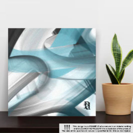 8x8インチ抽象芸術アートキャンバス白黒ブルー キャンバスプリント