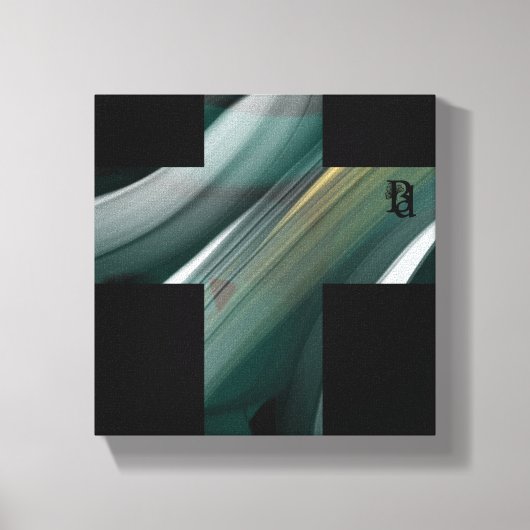 8x8インチ抽象芸術アートキャンバス白黒緑 キャンバスプリント (正面)