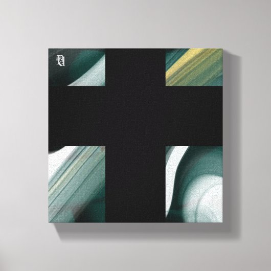 8x8インチ抽象芸術アートキャンバス白黒緑 キャンバスプリント (正面)
