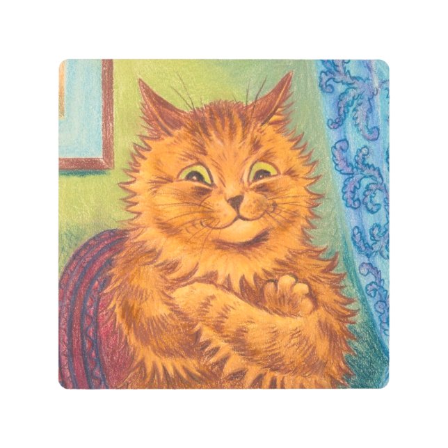 8x8ルイワーインジンジャーキャットメタルウォールアート メタルプリント (正面)