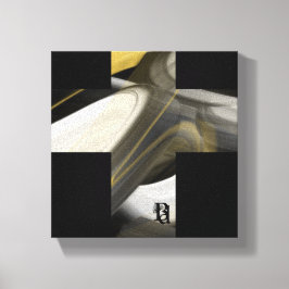 8x8" トレンド抽象アートキャンバス ブラック ホワイト ゴールド キャンバスプリント