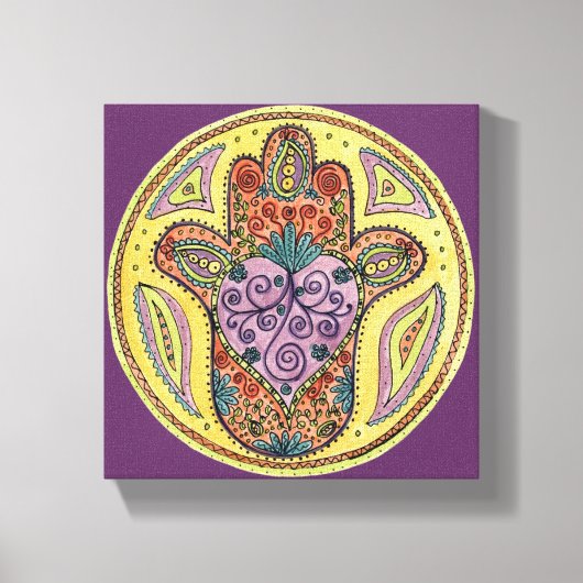8x8 Hamsa Mandala - Premium Stretted Canvas Print キャンバスプリント (正面)