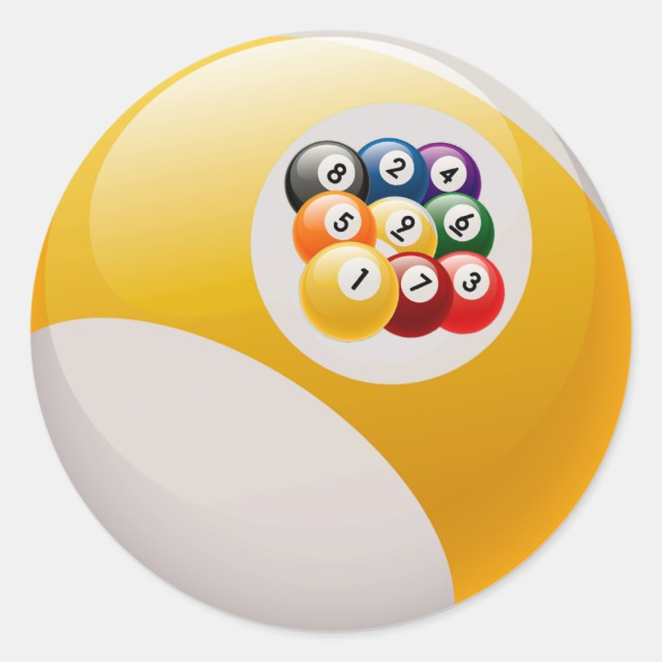 9つの球の棚のビリヤードボール ラウンドシール Zazzle Co Jp