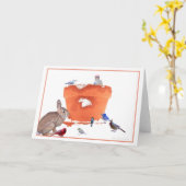 #9うさぎ – 庭の中の鳥ポット:ソロー引用文 カード (黄色い花)