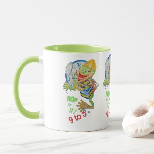 9から5モチベーターカエルMUG マグカップ (ドーナツ)