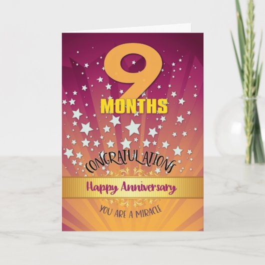9か月の回復記念日はっきりした数値 カード (正面)
