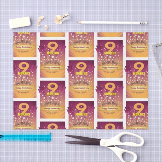9か月の回復記念日はっきりした数値 薄葉紙 (クラフト)