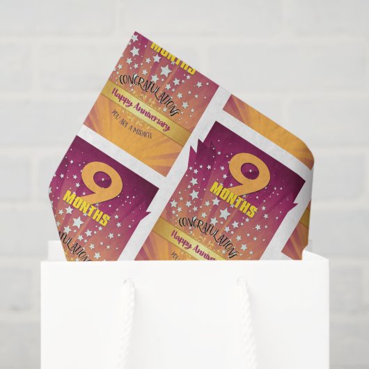 9か月の回復記念日はっきりした数値 薄葉紙 (ギフトバッグ)