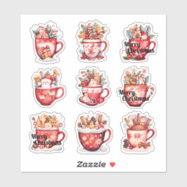 9つのクリスマスカップ カスタムカットビニールステッカー シール