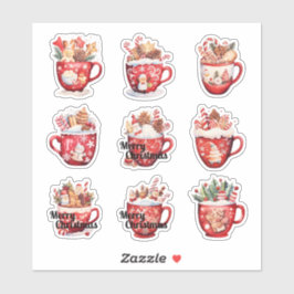 9つのクリスマスカップ カスタムカットビニールステッカー シール