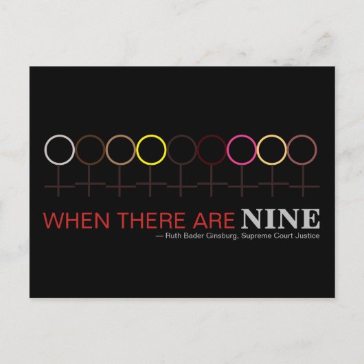 9つのジャスティス・ギンズバーグRBGブラック ポストカード (正面)