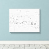 9つのスズメがレールに座ってスケッチへ絵を描 キャンバスプリント (インサイチュ (ウッドフロア))