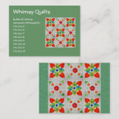 9つのパッチのハートのキルト 名刺 (正面/裏面)