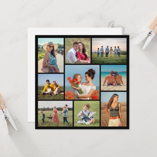 9つのフォトコラージュの挨拶を作成する カード (正面/裏面インサイチュ)