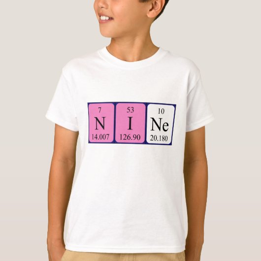 9つの定期テーブル名のシャツ Tシャツ (正面)