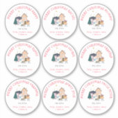 9つの小違う名の女の子メリークリスマス シール (正面)