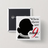 9つの引用文ボタンがある場合のRBGシルエット 缶バッジ (正面&裏面)