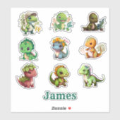 9つの恐竜のビニールパーソナライズされたカット シール (シート)