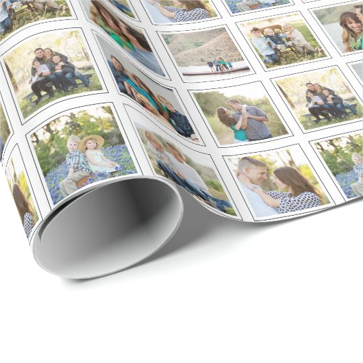 9つの正方形の写真のクラシックな黒はInstagramを組み立てます ラッピングペーパー (ロールコーナー)