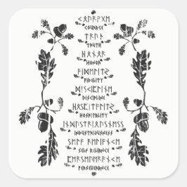 9つの気高い徳のステッカー スクエアシール