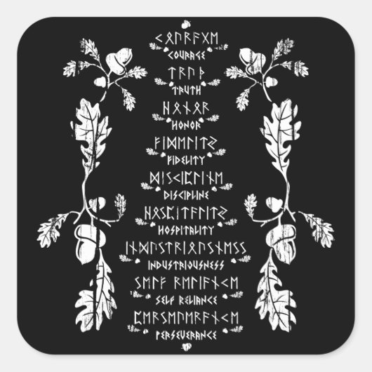 9つの気高い徳のステッカー スクエアシール (正面)