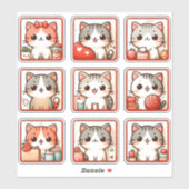 9つの猫の感情 シール (シート)