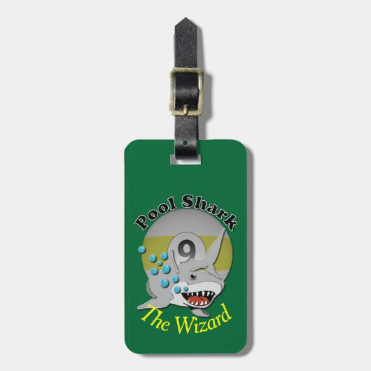 9つの球のビリヤードのプールの鮫 ラゲッジタグ (正面縦)