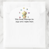 9つの蝶とバウンス赤ちゃん女の子 楕円形シール (バッグ)