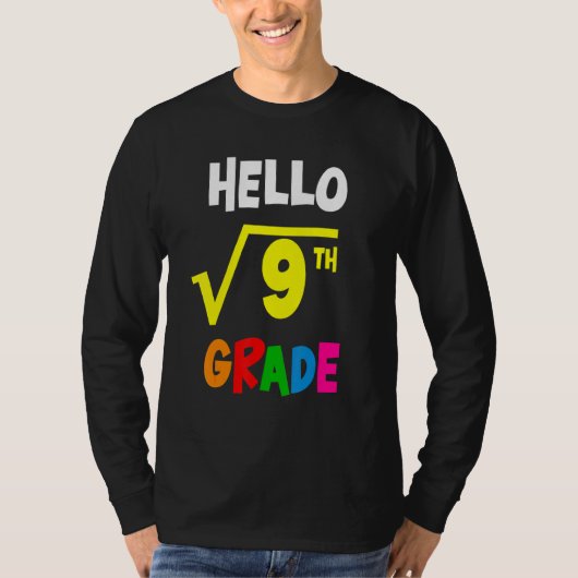 9の平方根 バックトゥスクール 3年生の算数 Tシャツ (正面)