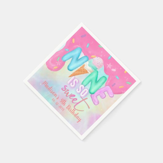 9はとても甘いピンクのつや消しナプキンス スタンダードカクテルナプキン (角)