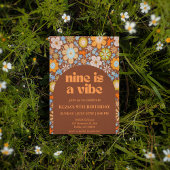 9はVibeレトロGroovy花9誕生日 招待状