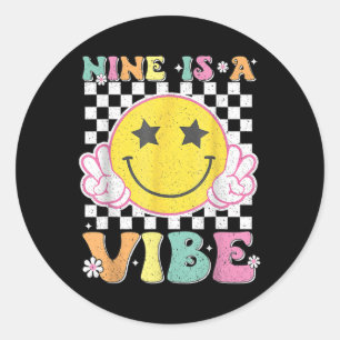 9はVibe 9番目の誕生日Groovyスマイル顔9 Ye ラウンドシール