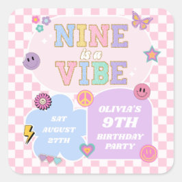9はVibe Patch 9th名門私立校風の誕生日パーティー スクエアシール