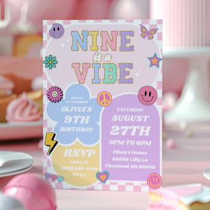9はVibe Patch 9th名門私立校風の誕生日パーティー 招待状