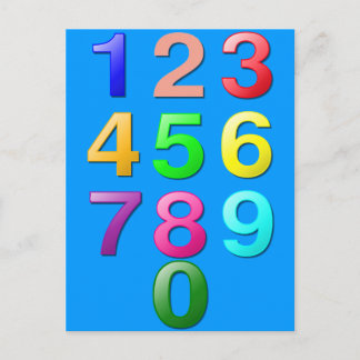 9までの自然数または数え上げ数字 ポストカード