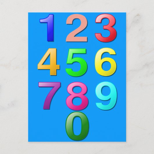 9までの自然数または数え上げ数字 ポストカード (正面)