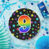 9イベント: はっきりした,おもしろい, カラフル虹9 ペーパープレート (パーティー)