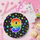 9イベント: はっきりした,おもしろい, カラフル虹9 ペーパープレート (パーティー)