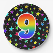 9イベント: はっきりした,おもしろい, カラフル虹9 ペーパープレート (正面)